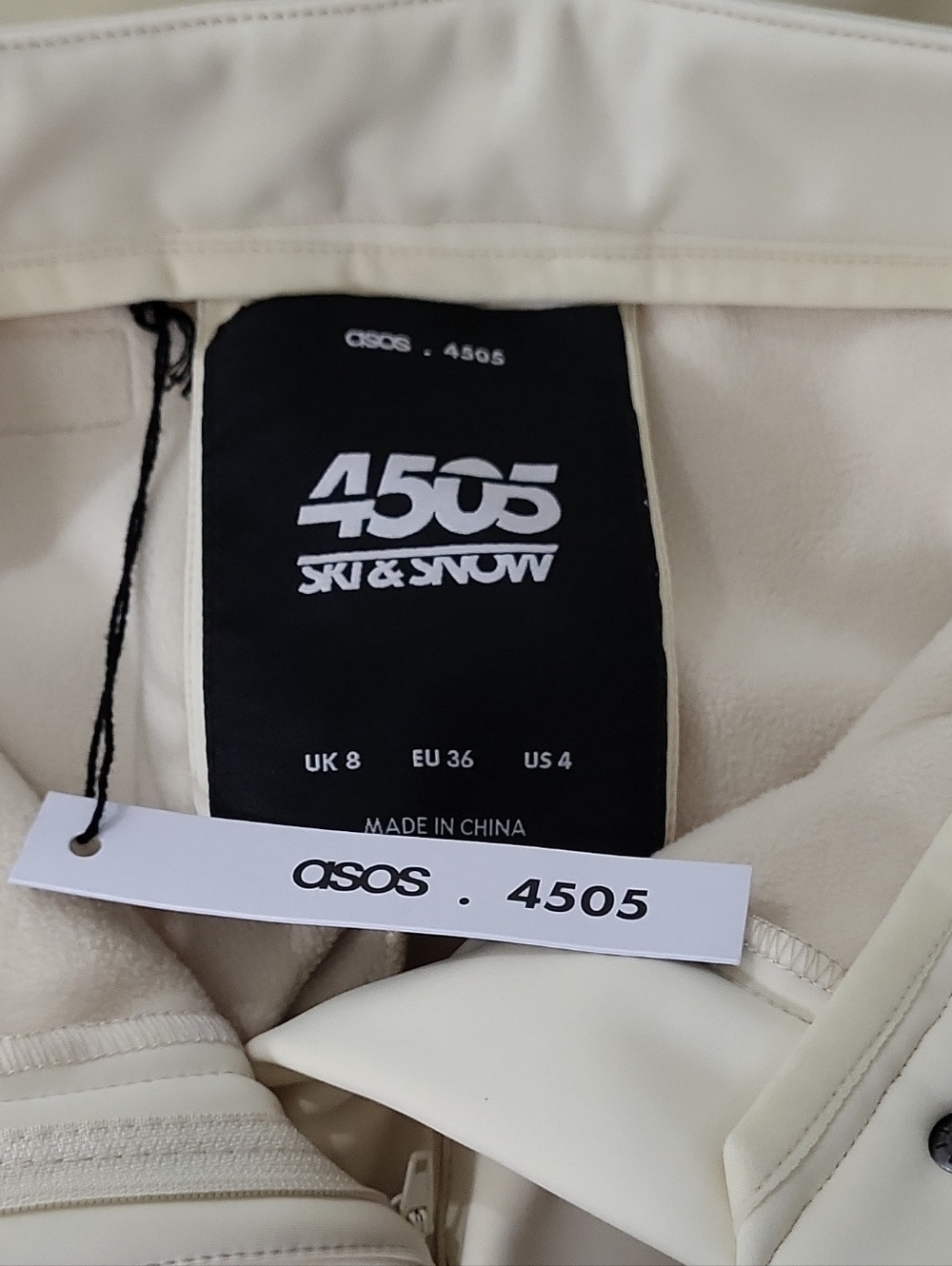 ASOS 4505 Ski & Snow Ivory Women's Snow Pants US 4 Lined Stirrups Cream Color - Picture 11 of 13